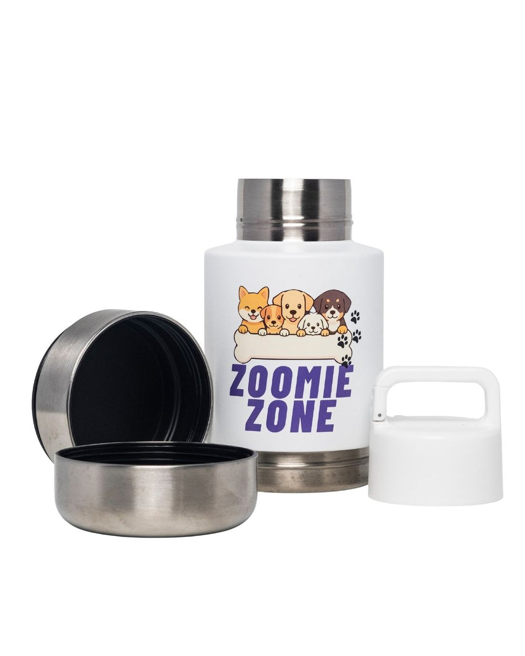 Zoomie Bottle White - 3 in 1 Stainless Steel Flask