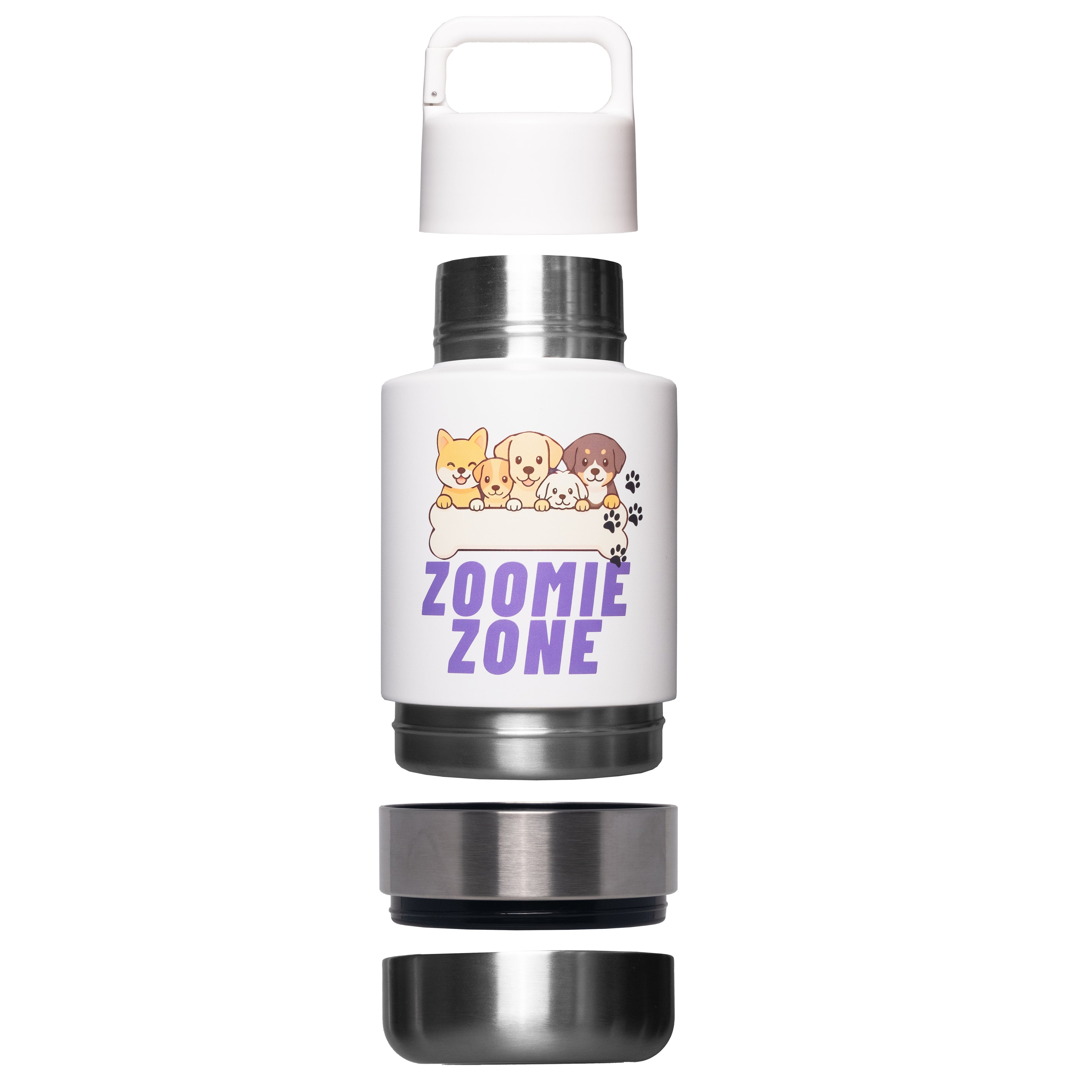 Zoomie Bottle White - 3 in 1 Stainless Steel Flask